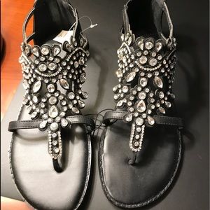 NWT Tortid Black jeweled sandals - Wide Width